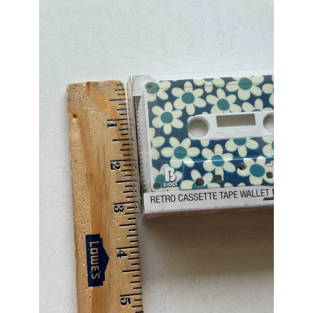 Fydelity Retro Cassette Tape Wallet B-Sides Blue White Daisy Floral Zip NEW